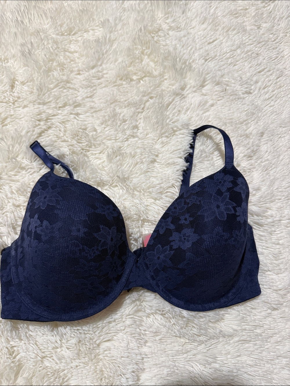 PINK Victoria's Secret Navy Floral Lace T-Shirt Bra